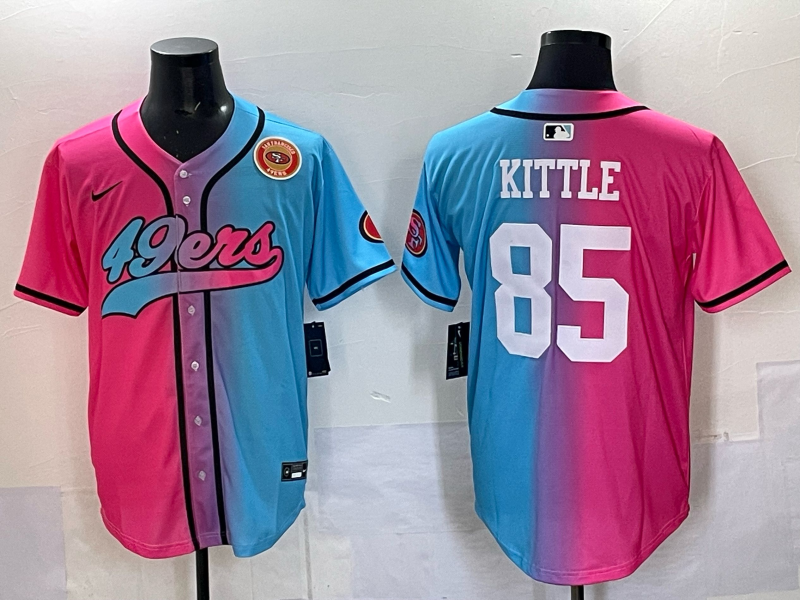 Men 2025 San Francisco 49ers 85 Kittle Pink Blue pink Nike Limited NFL Jersey 0012